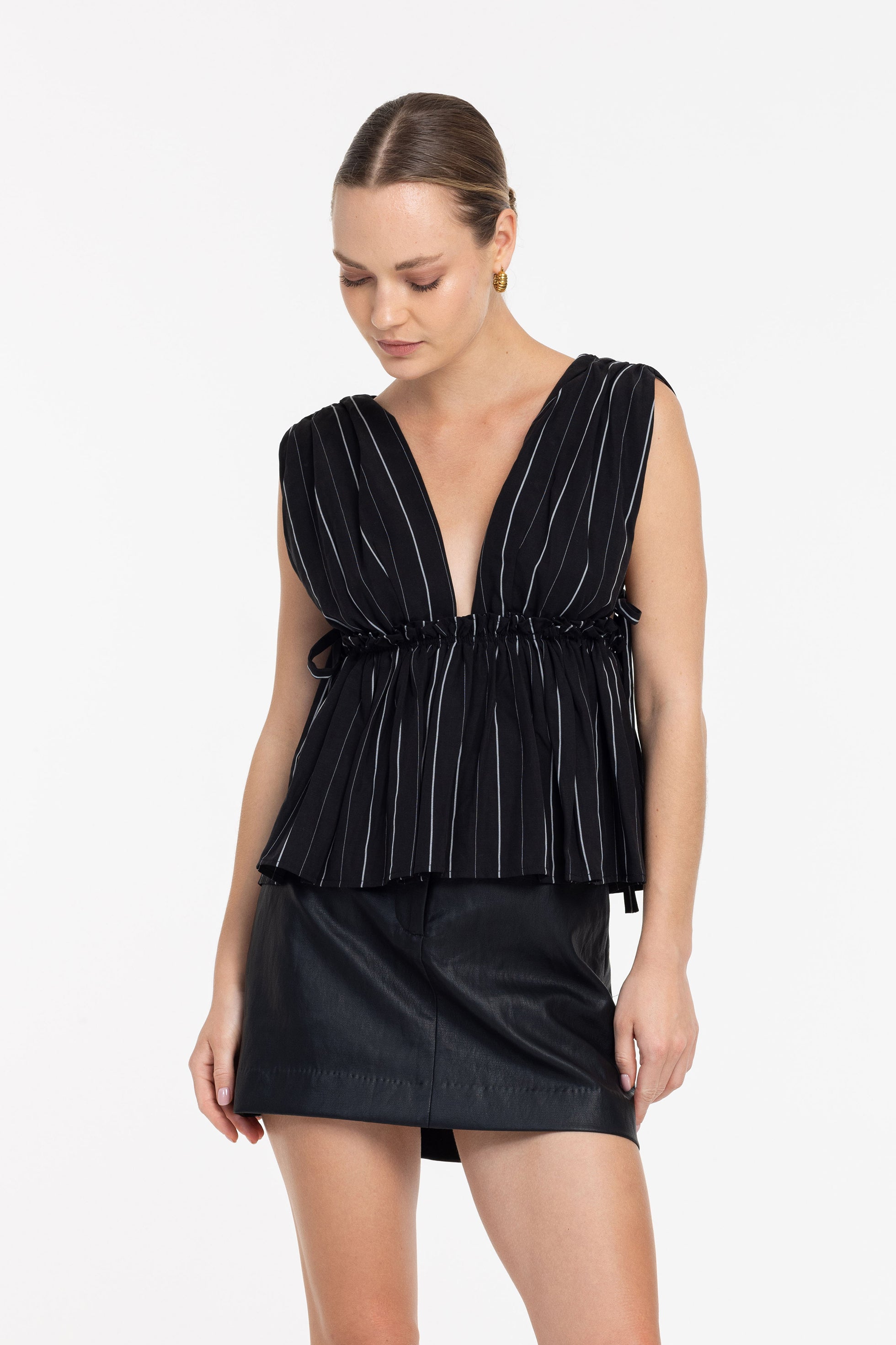 Silent Kiss Top - Black with White Stripe