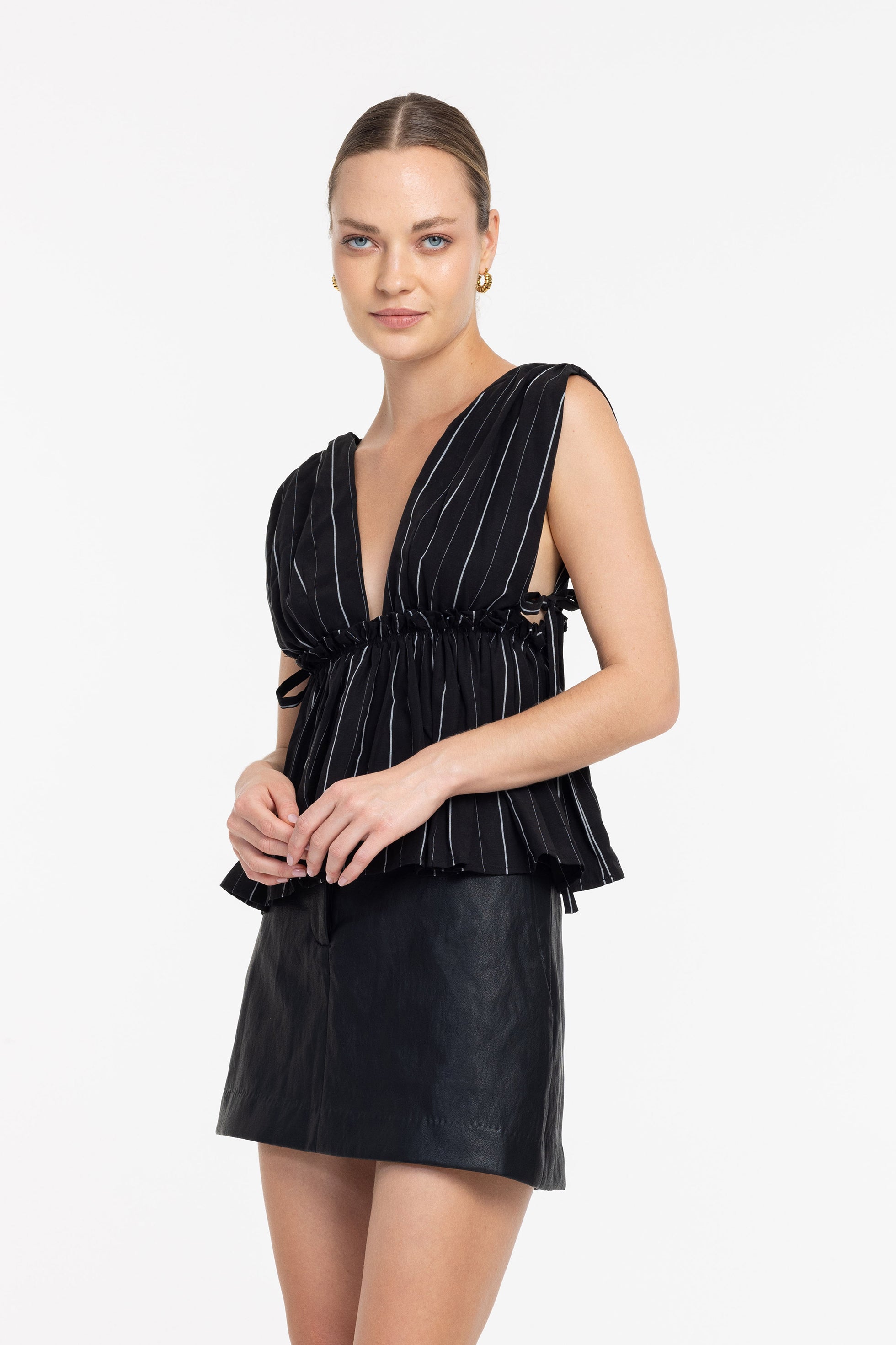 Silent Kiss Top - Black with White Stripe