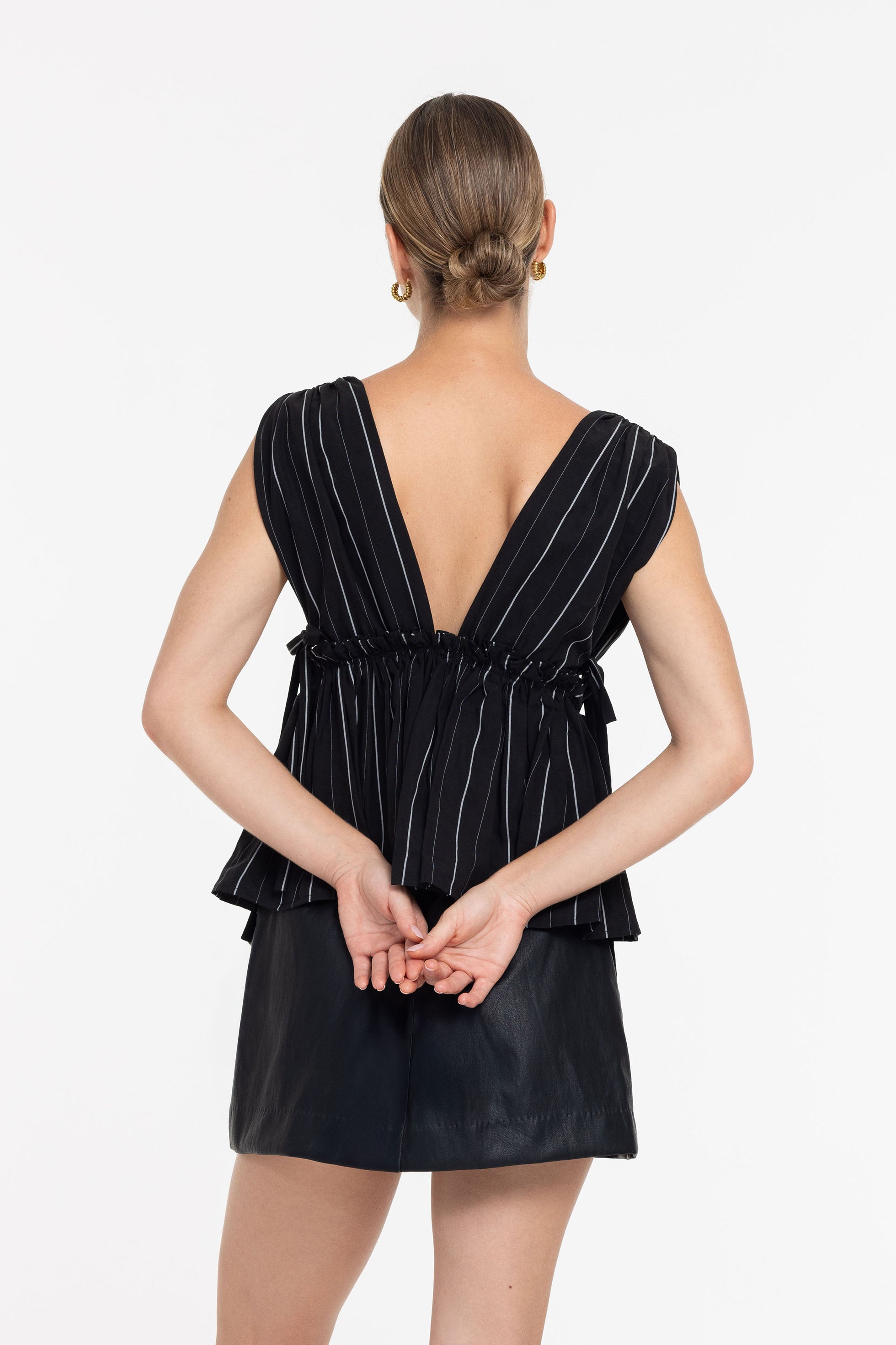 Silent Kiss Top - Black with White Stripe