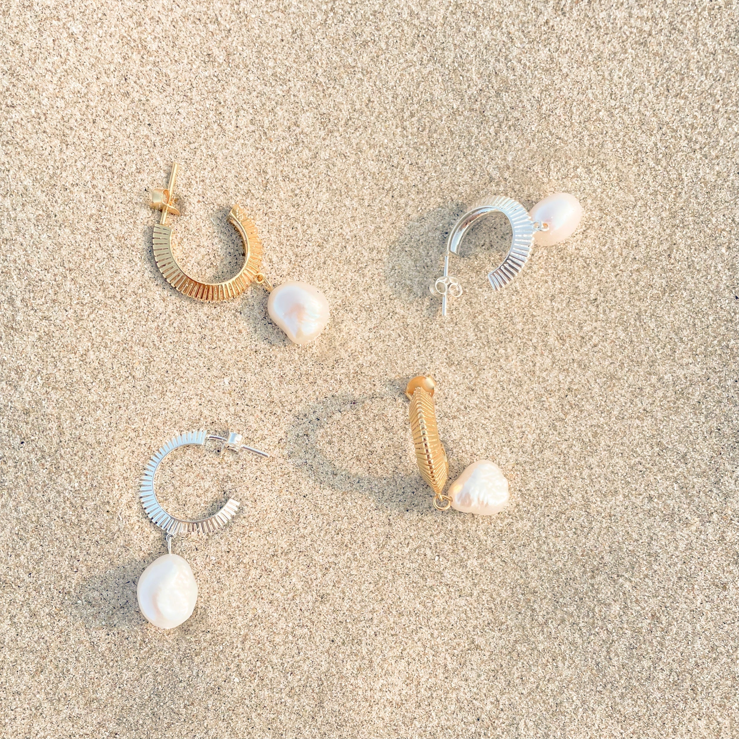 Silver Linings - Aada Pearl Hoops - Gold