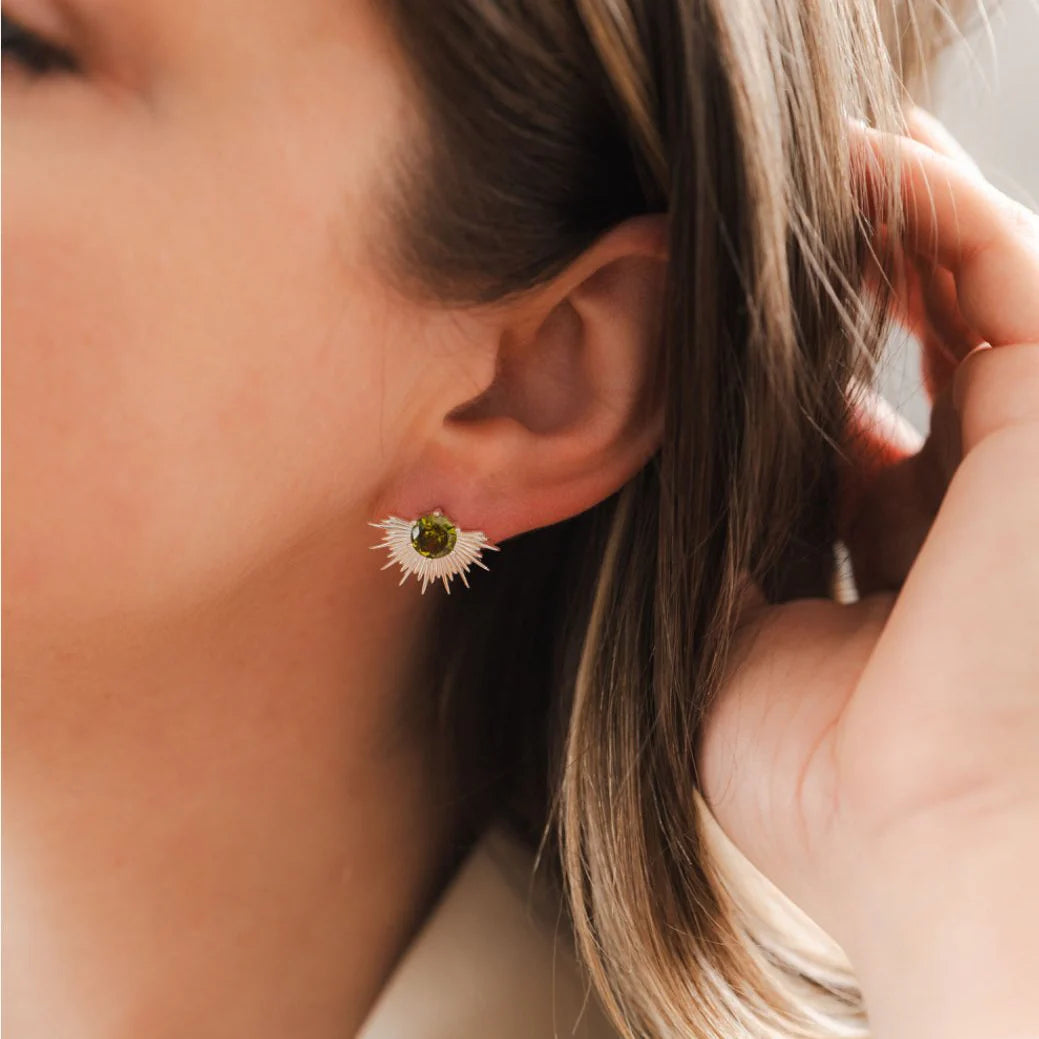 Silver Linings Collective - Solace Earrings - Silver / Peridot