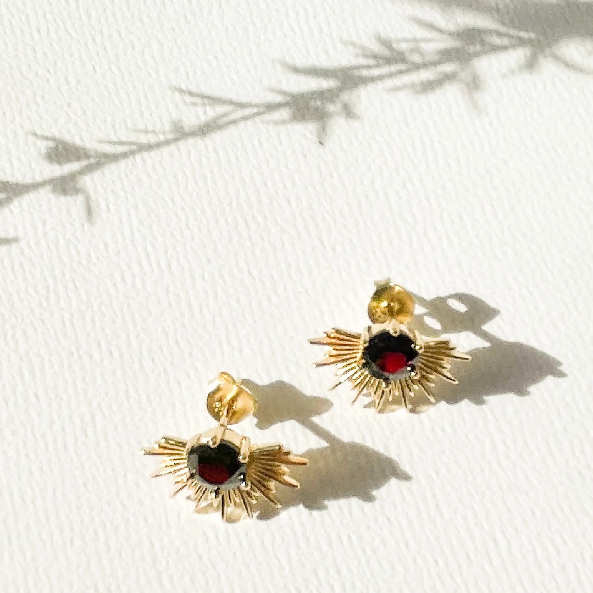 Silver Linings - Solace Earrings - Gold/Garnet