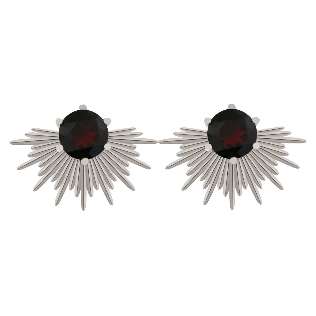 Silver Linings - Solace Earrings - Silver/Garnet