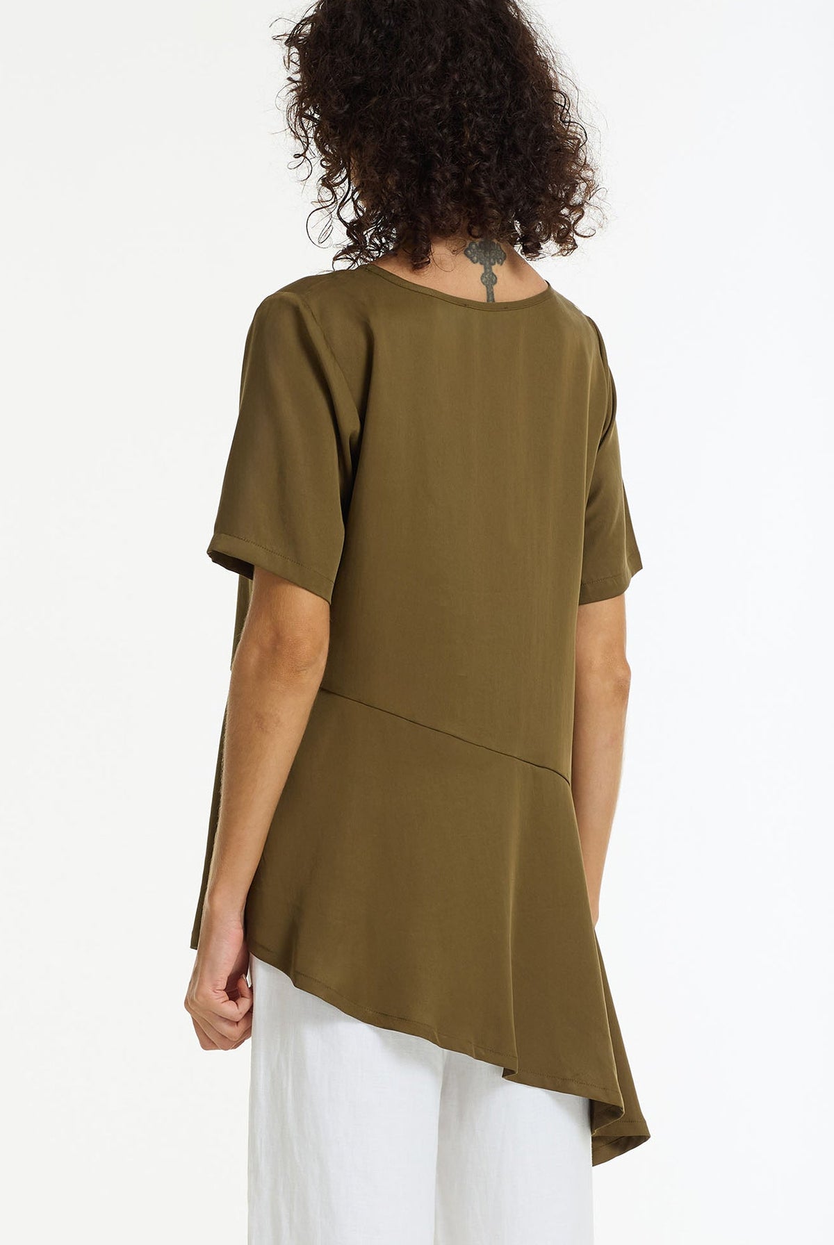 Soft Rebellion Satin Drape Top | Khaki