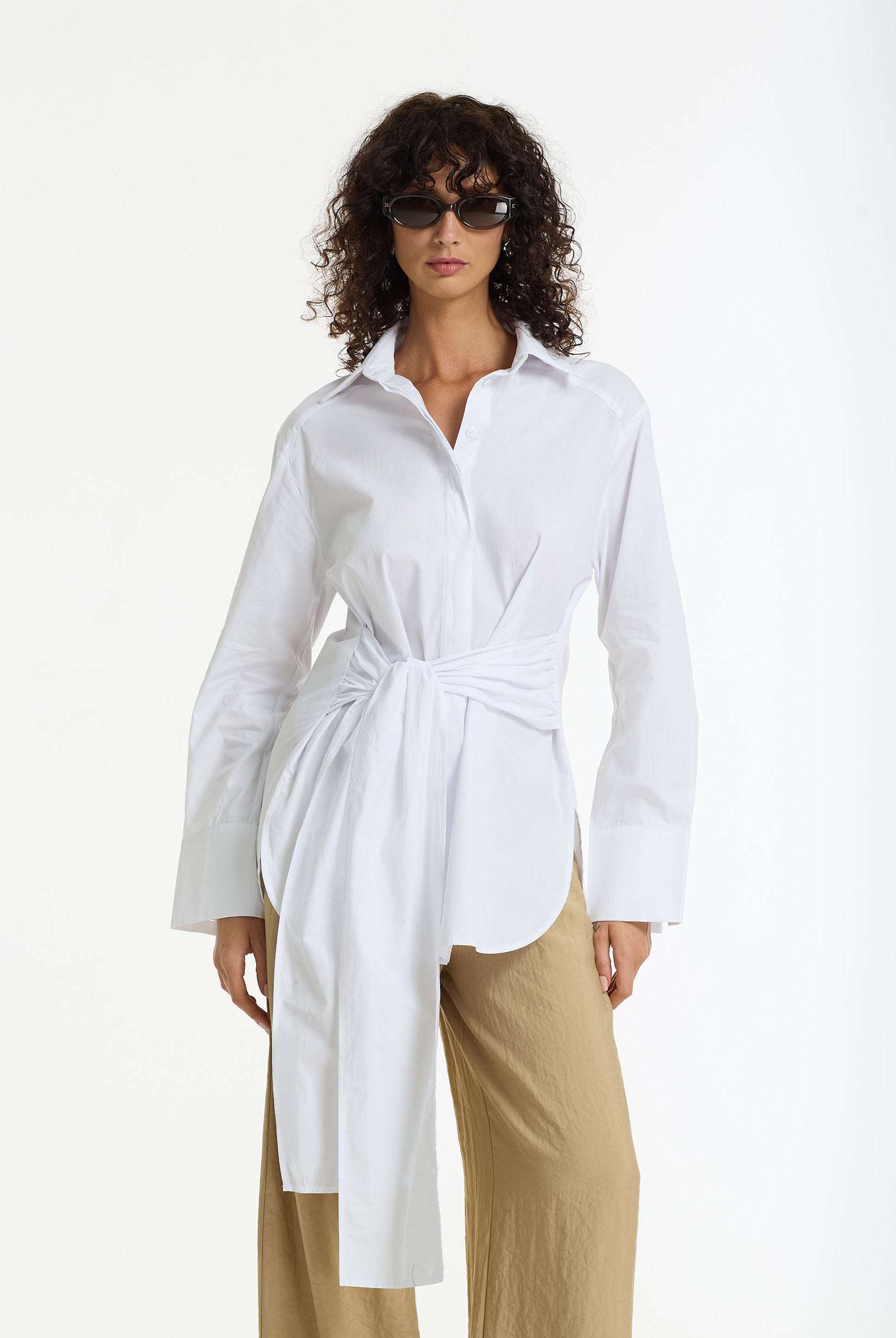 Something About You Tie Waist Cotton Shirt | White | PRE-ORDER