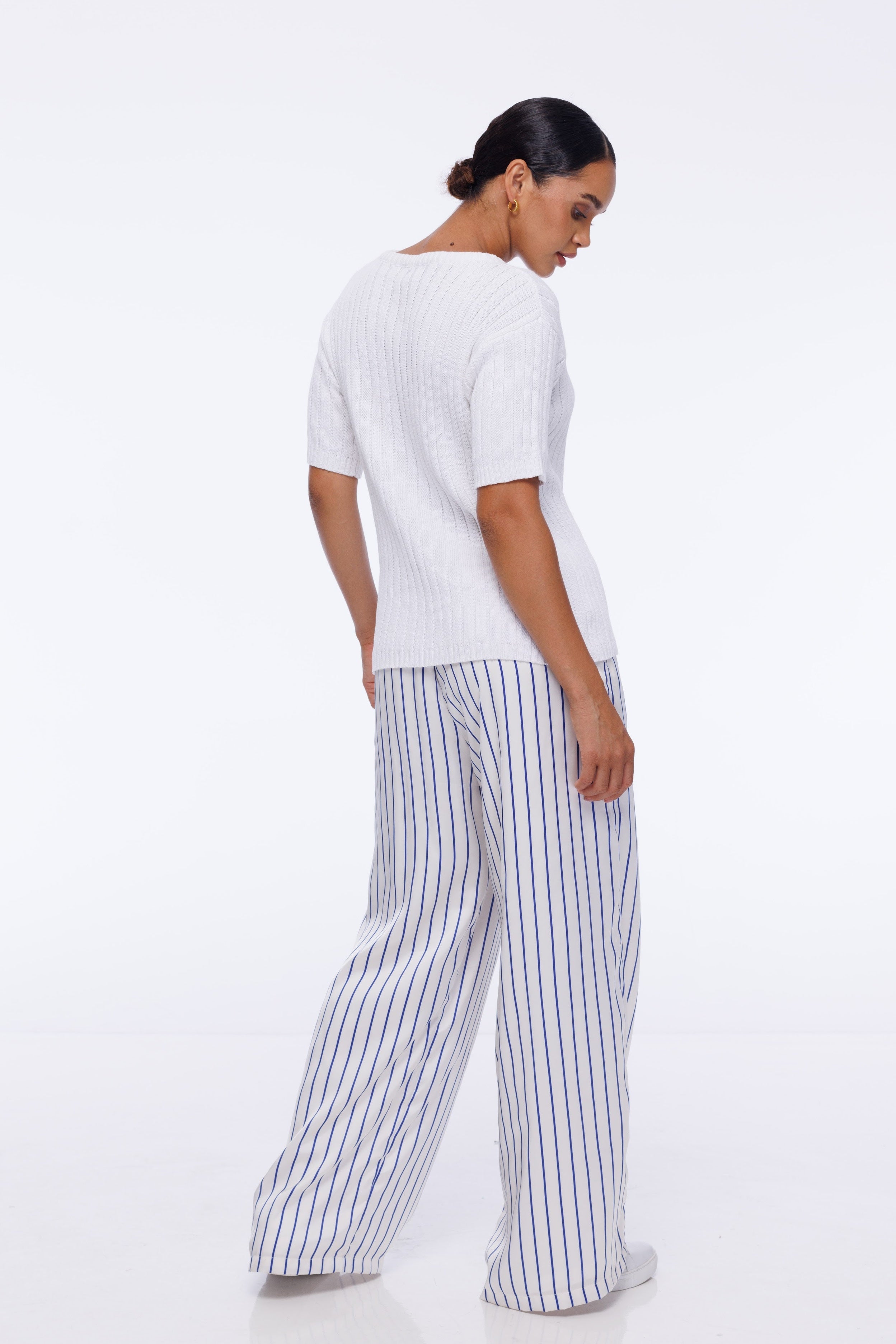 Supreme Pant - Ivory with Blue Stripe