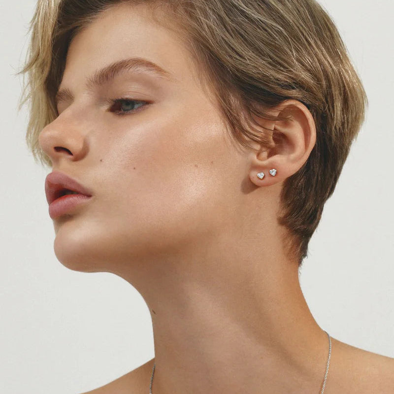 Saint Valentine - True Love Flatback Studs - Silver