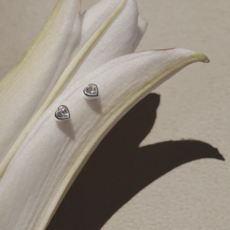 Saint Valentine - True Love Flatback Studs - Silver