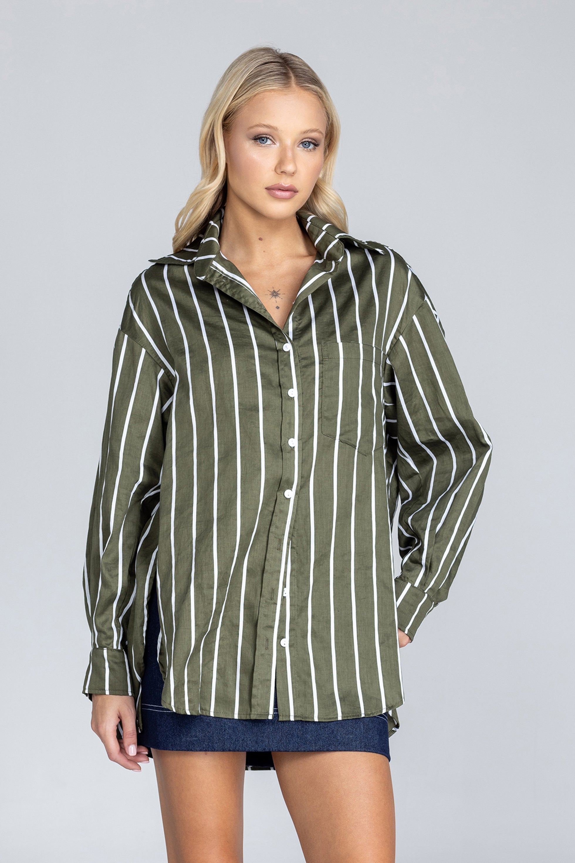Two Makes One Shirt - Forest with White Stripe