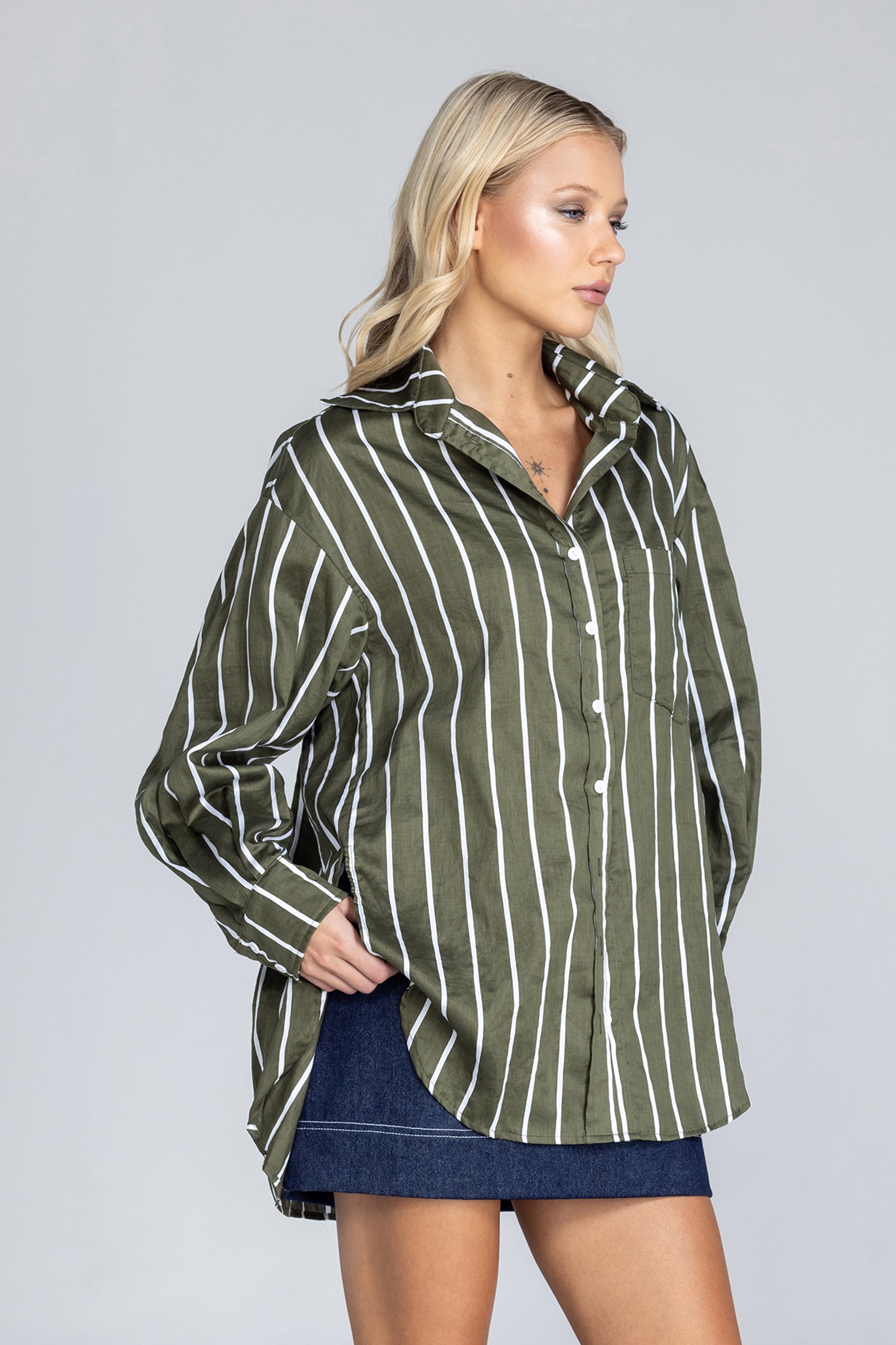 Two Makes One Shirt - Forest with White Stripe