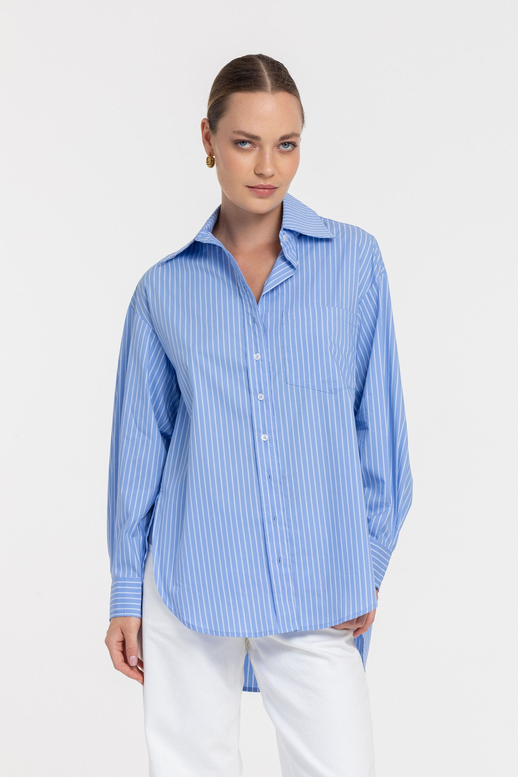 PRE-ORDER Two Makes One Shirt - Blue with White Stripe