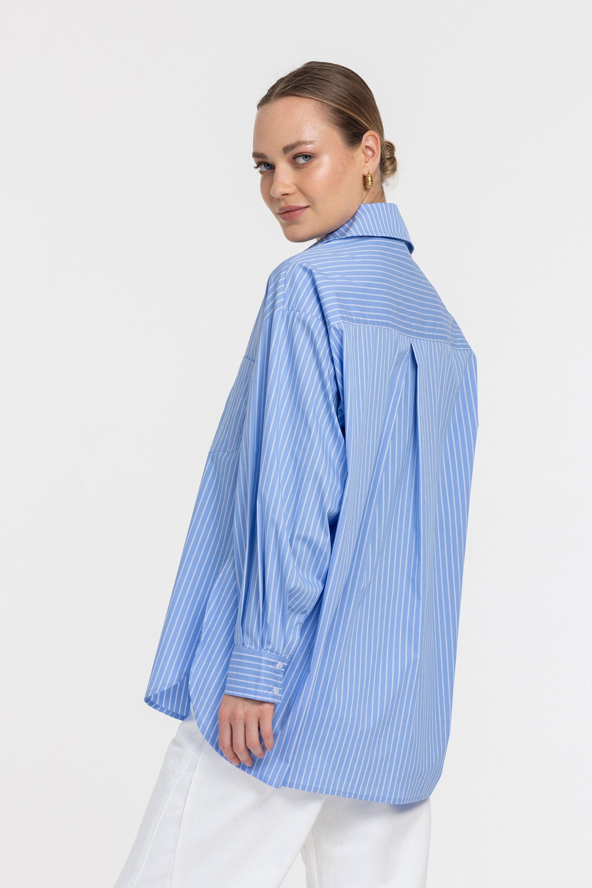 PRE-ORDER Two Makes One Shirt - Blue with White Stripe