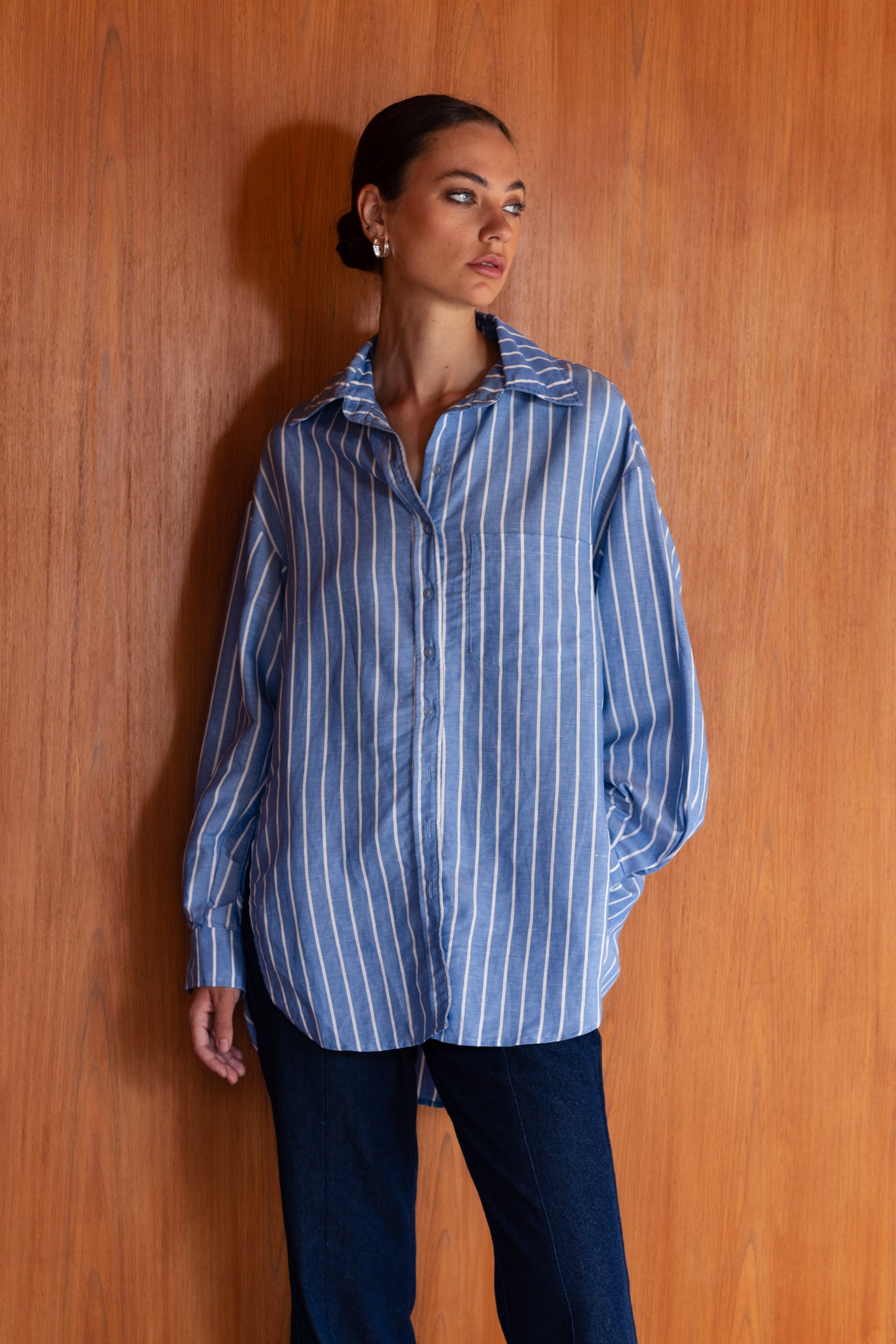 Two Makes One Shirt - Blue with White Stripe