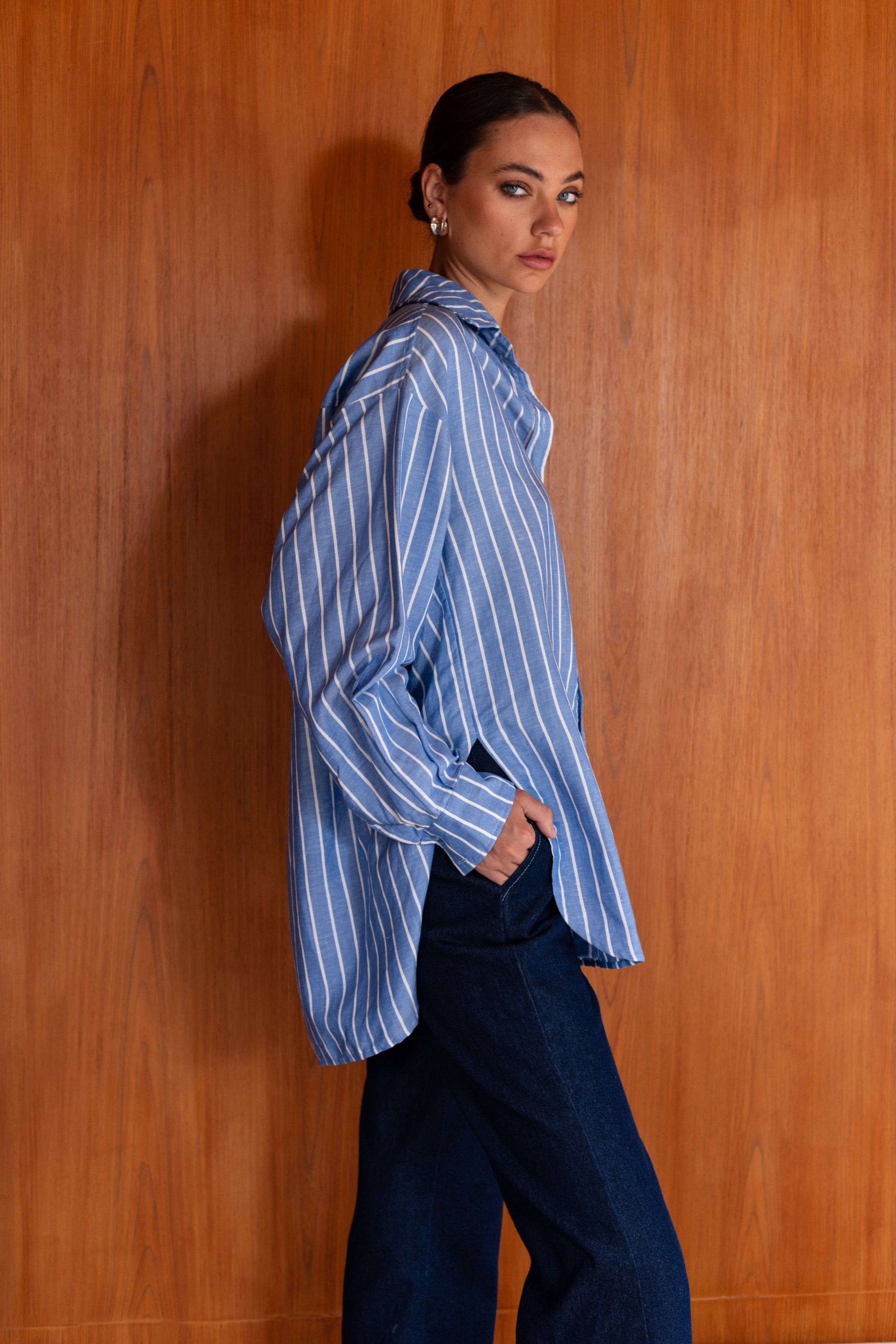 Two Makes One Shirt - Blue with White Stripe