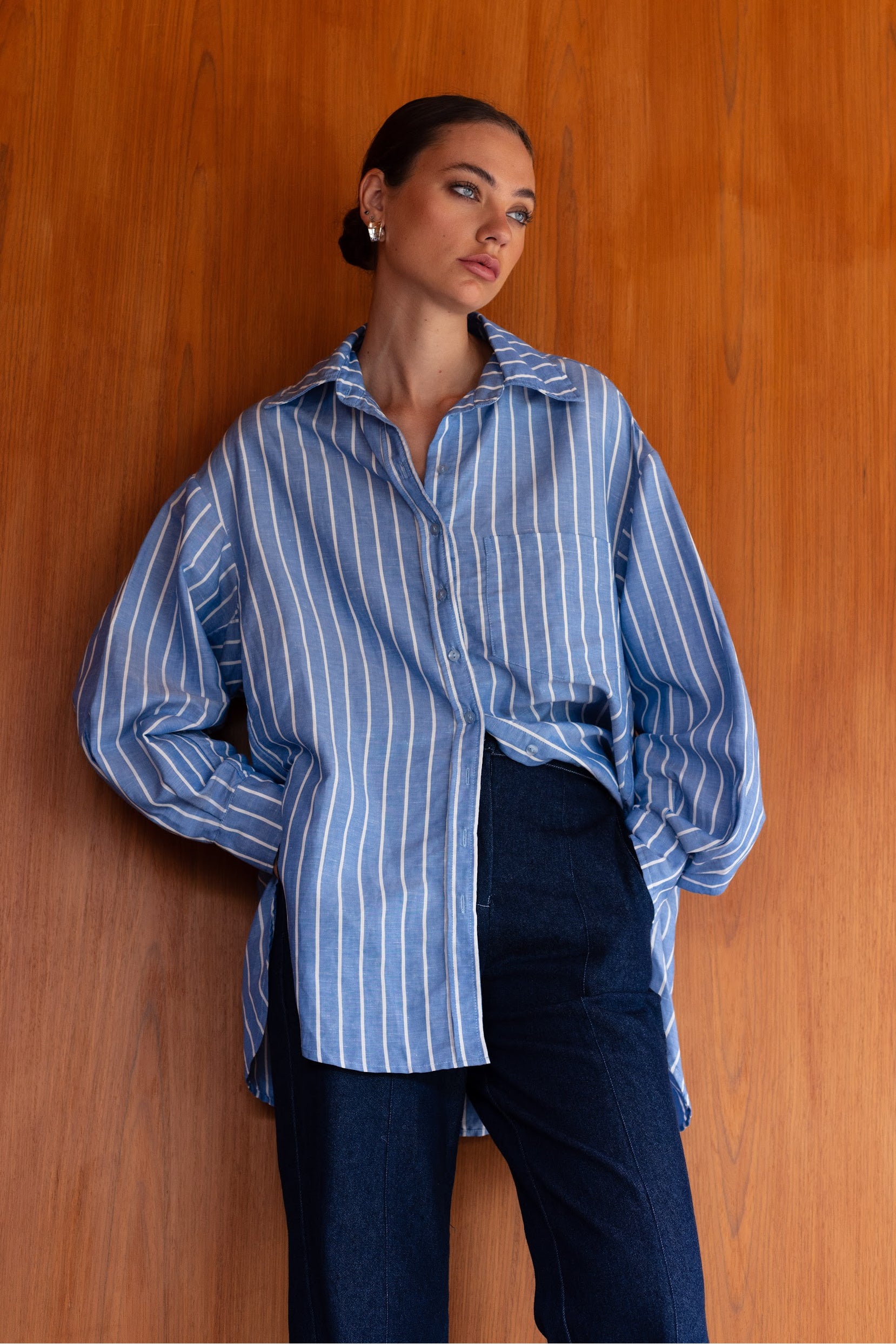 Two Makes One Shirt - Blue with White Stripe