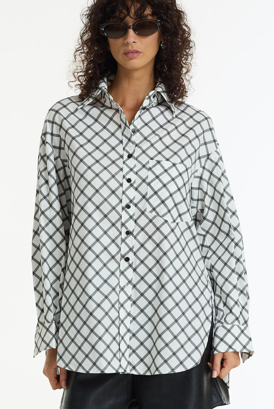PRE-ORDER Two Makes One Shirt - White/Charcoal Cross Hatching