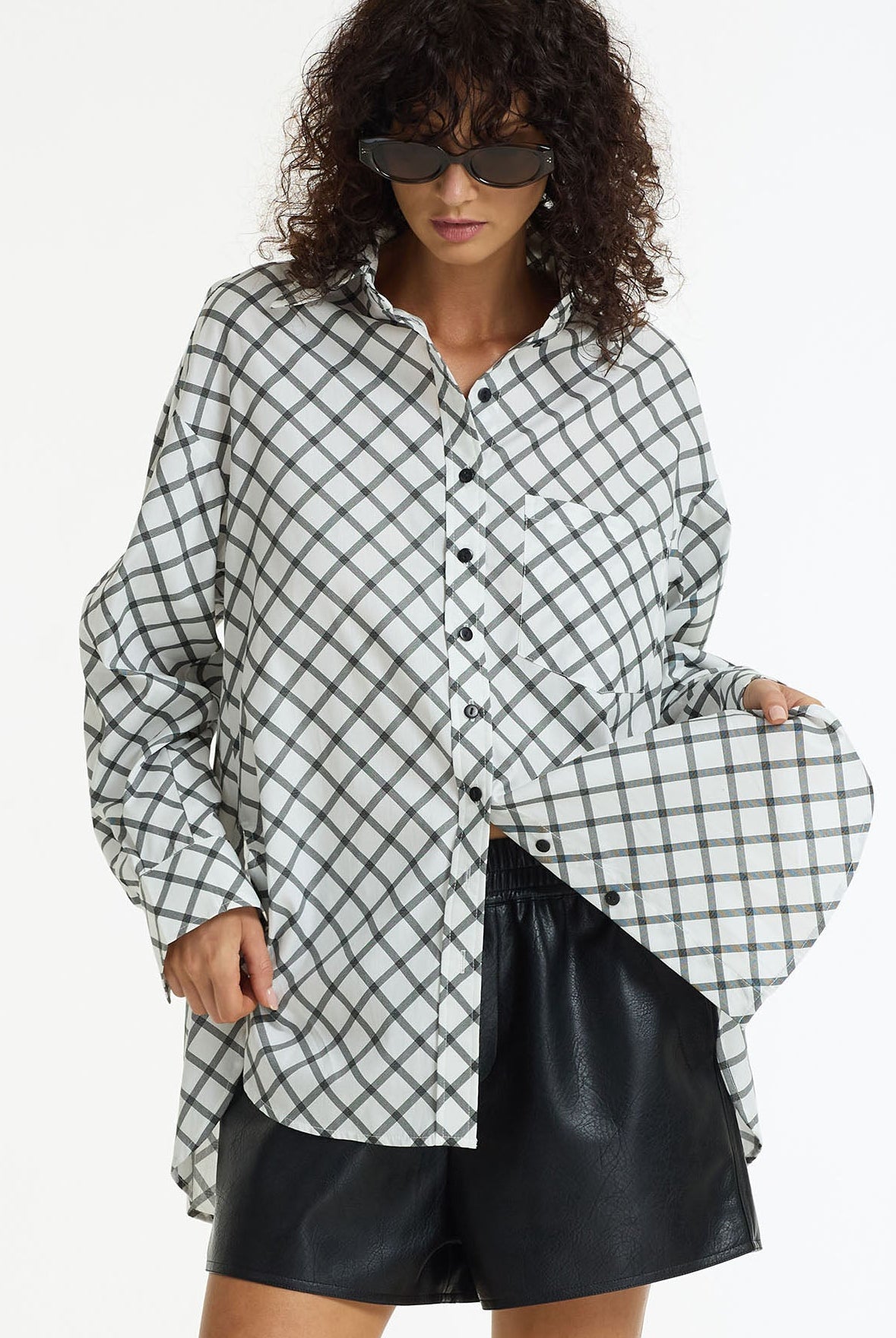 PRE-ORDER Two Makes One Shirt - White/Charcoal Cross Hatching
