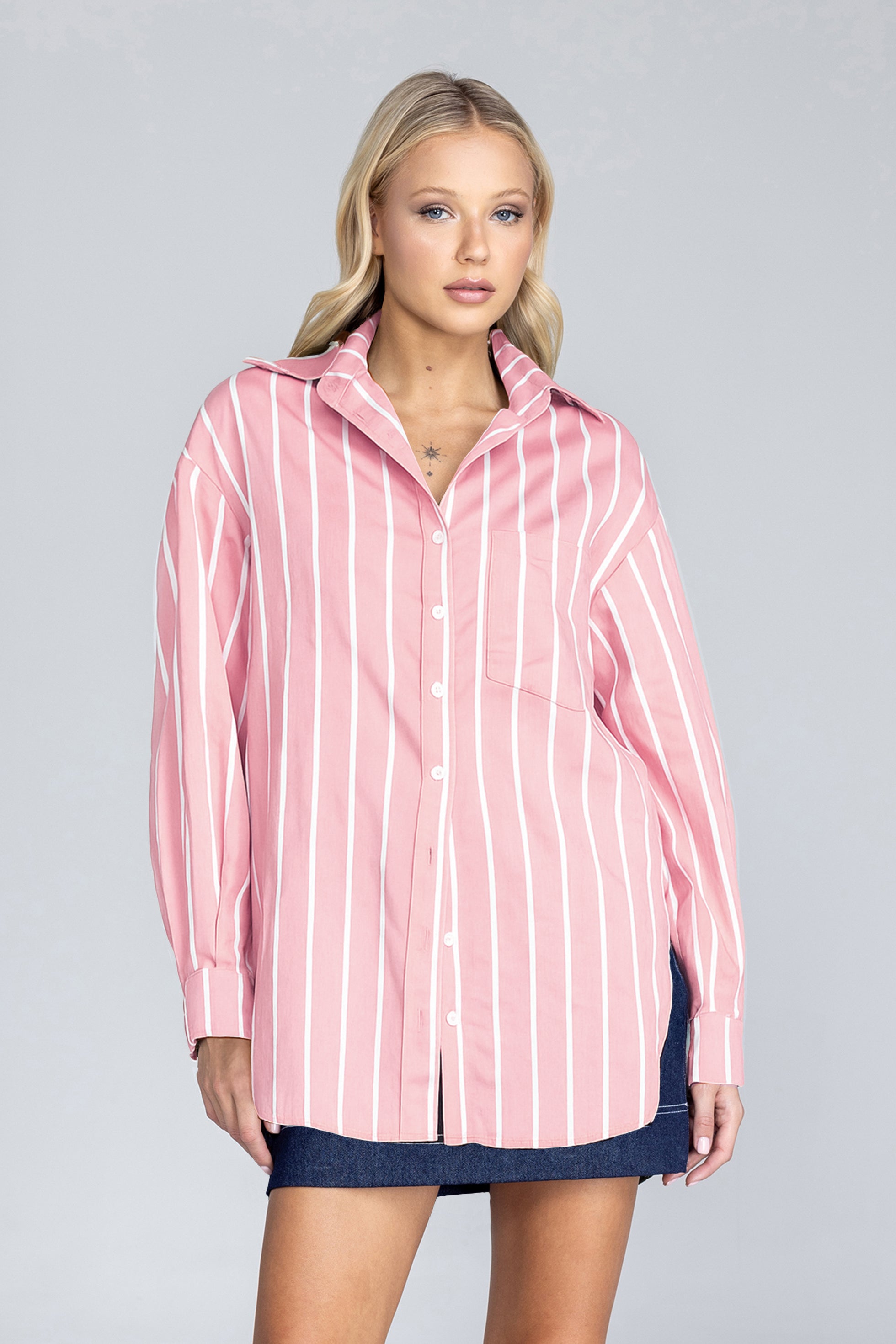 Two Makes One Shirt - Peachy Sunset with White Stripe