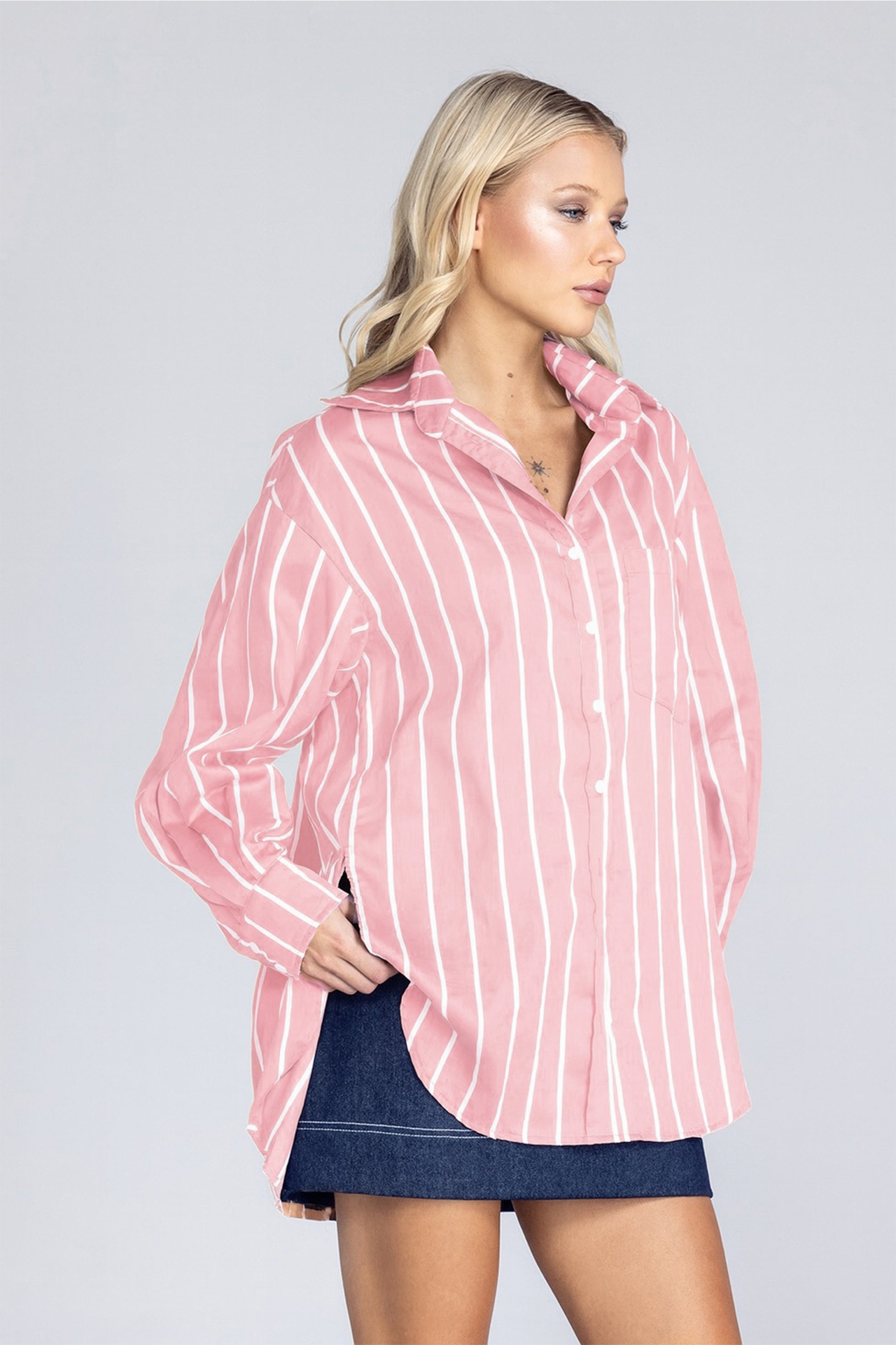 Two Makes One Shirt - Peachy Sunset with White Stripe