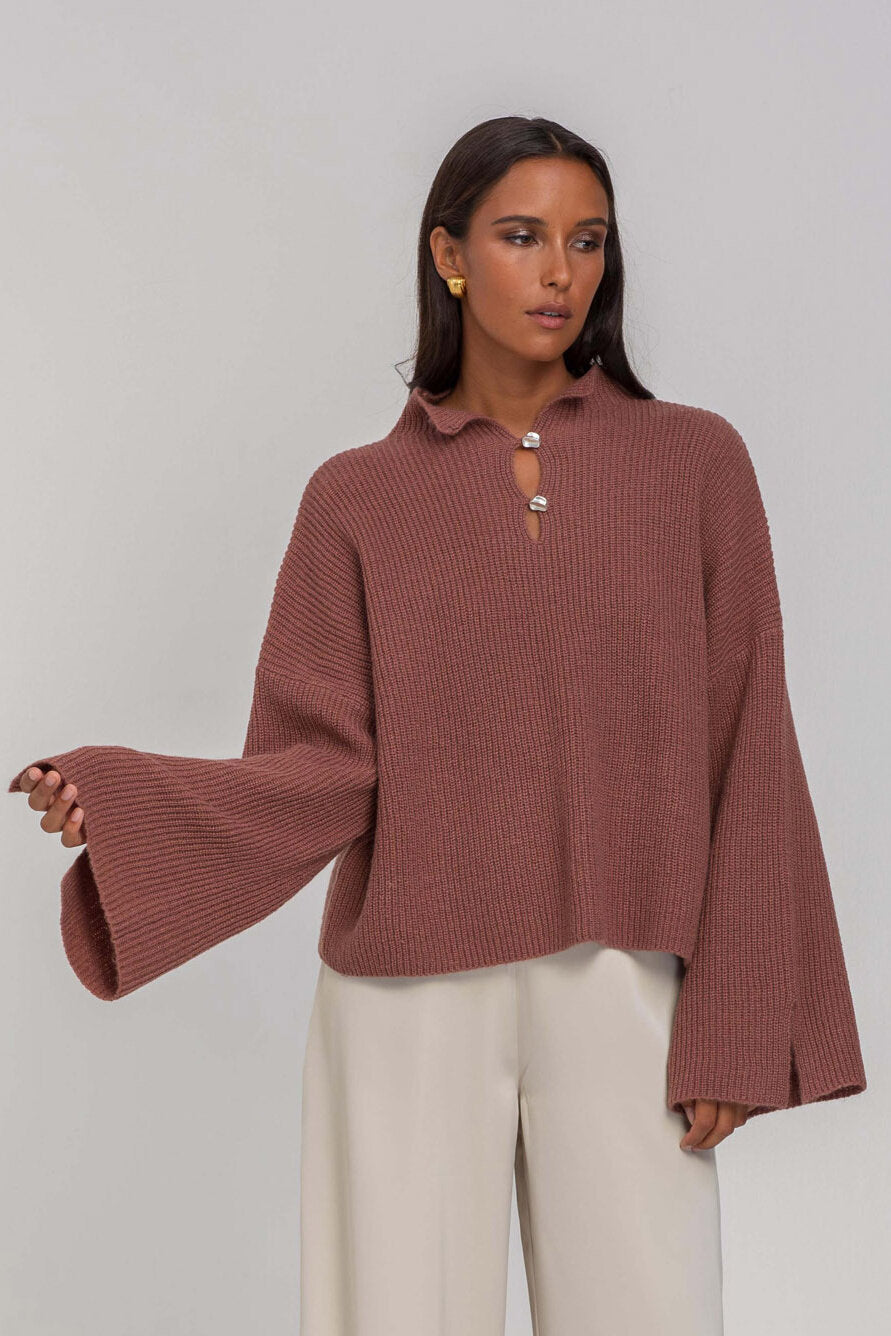 United Allure Sweater - Rosy Brown
