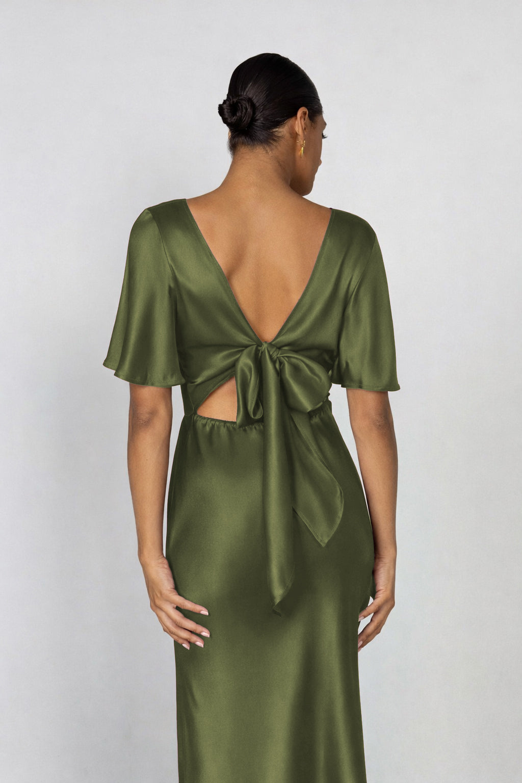 V-Neck Golden Hour Dress - Golden Khaki