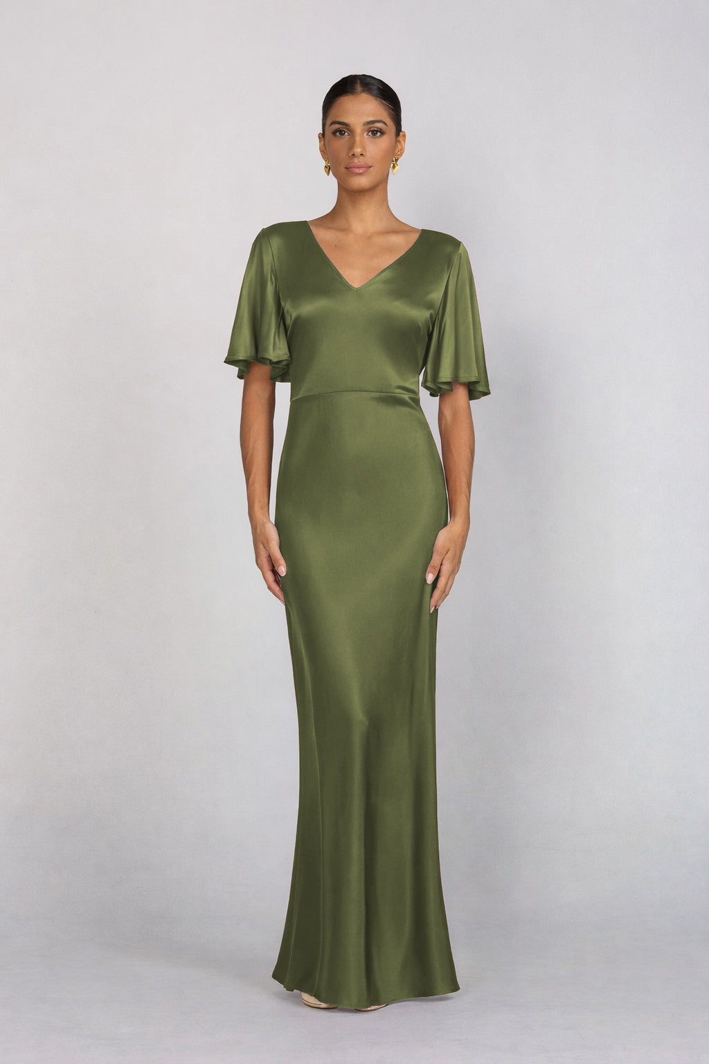 V-Neck Golden Hour Dress - Golden Khaki