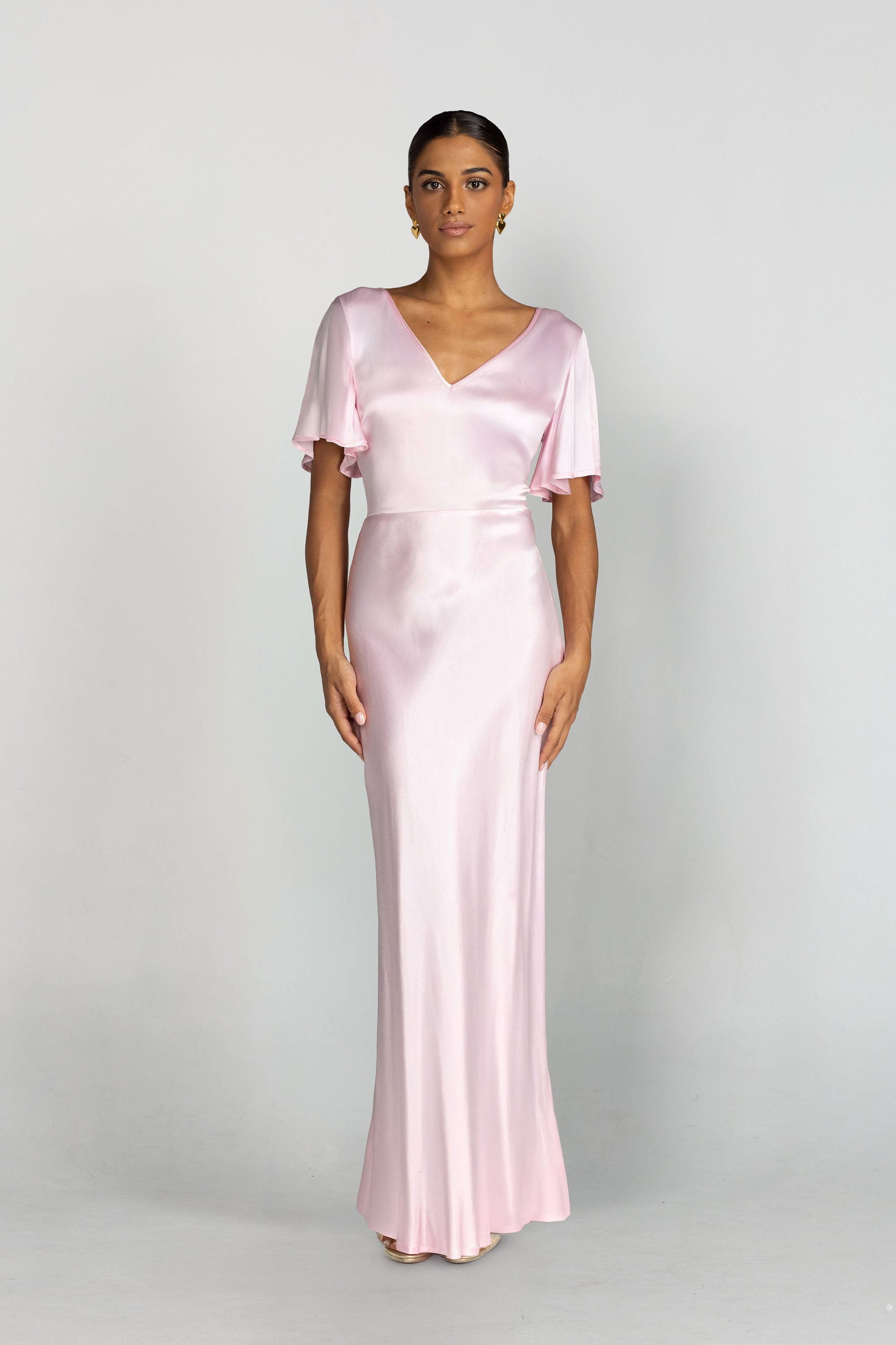 V-Neck Golden Hour Dress - Baby Pink