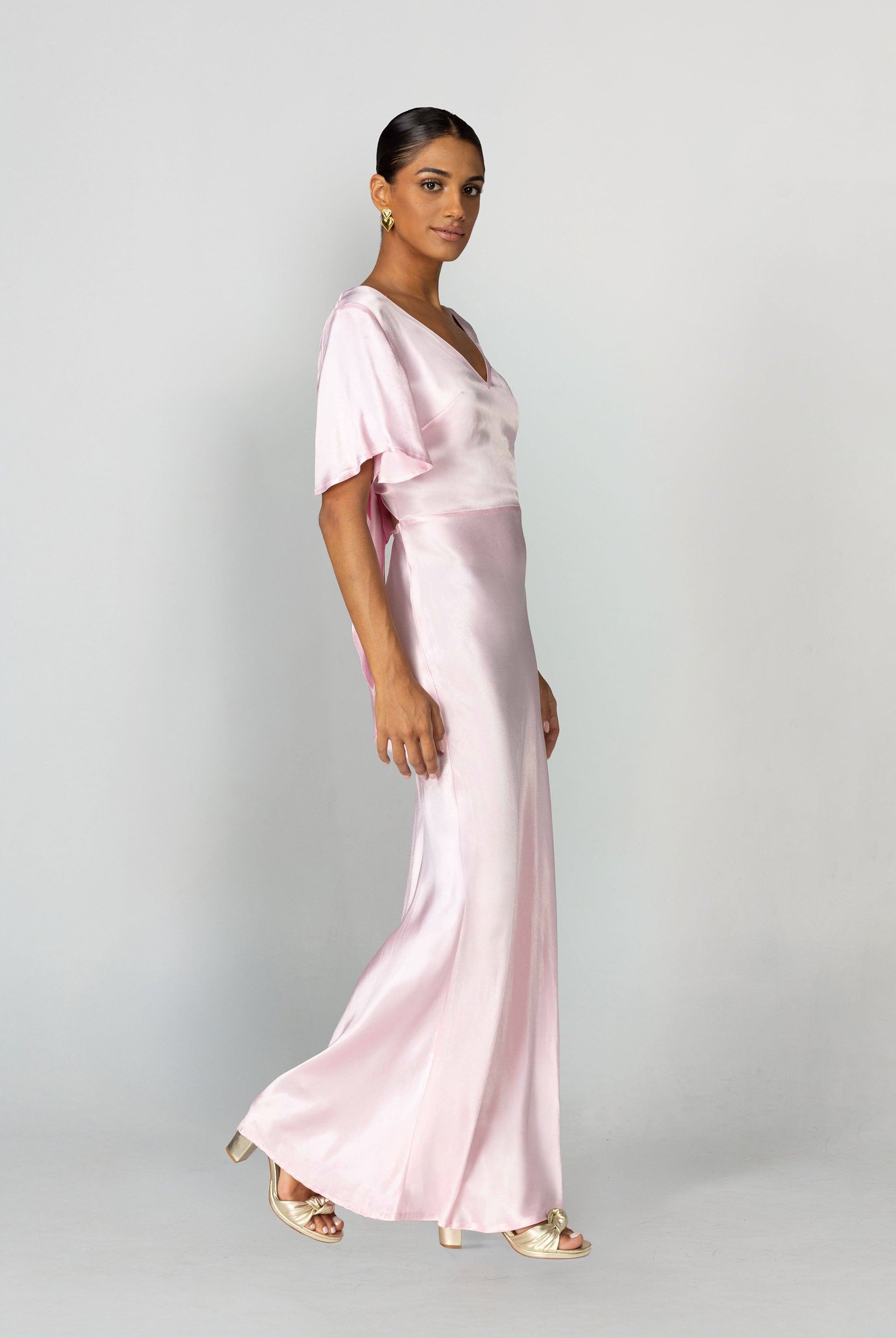 V-Neck Golden Hour Dress - Baby Pink