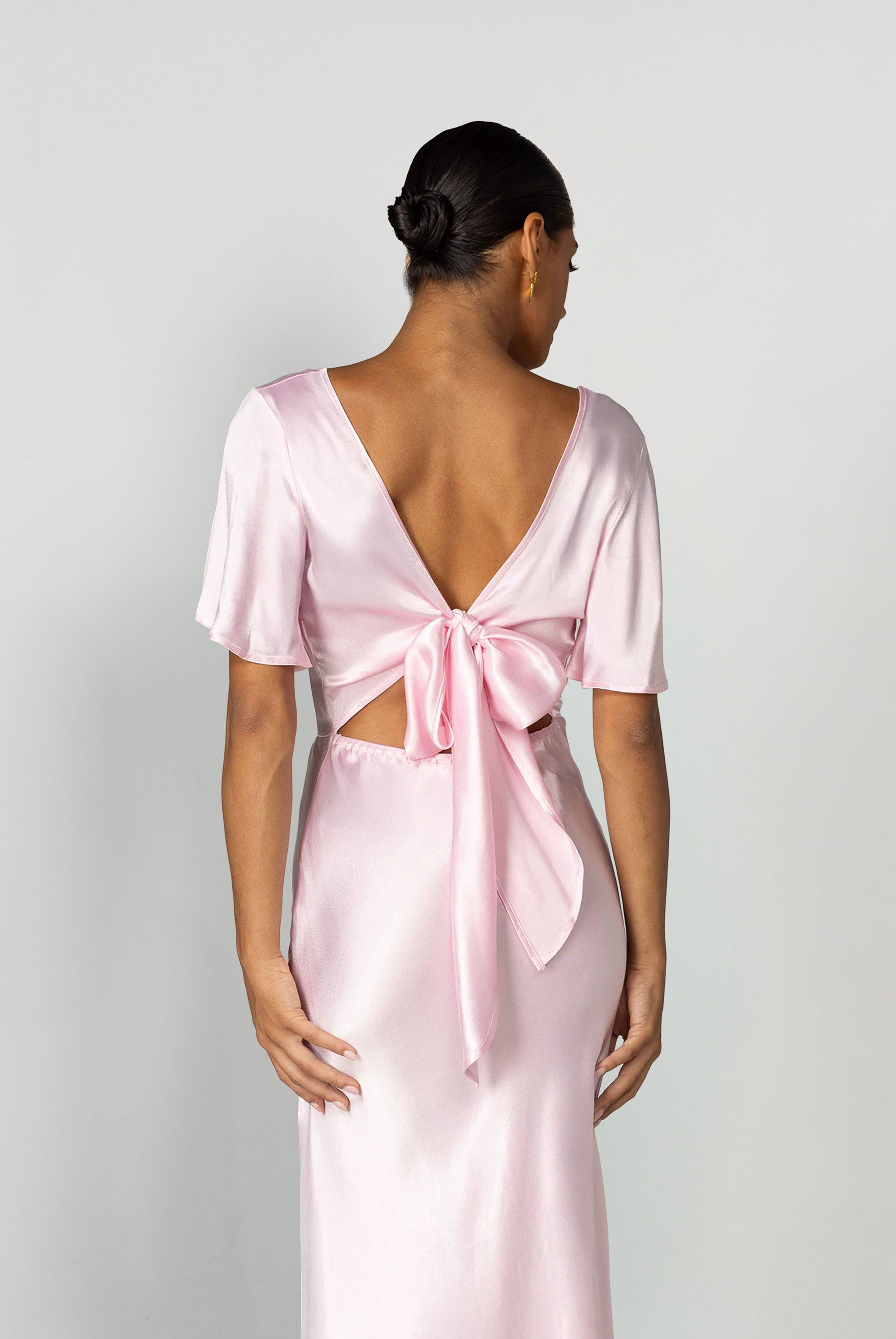 V-Neck Golden Hour Dress - Baby Pink