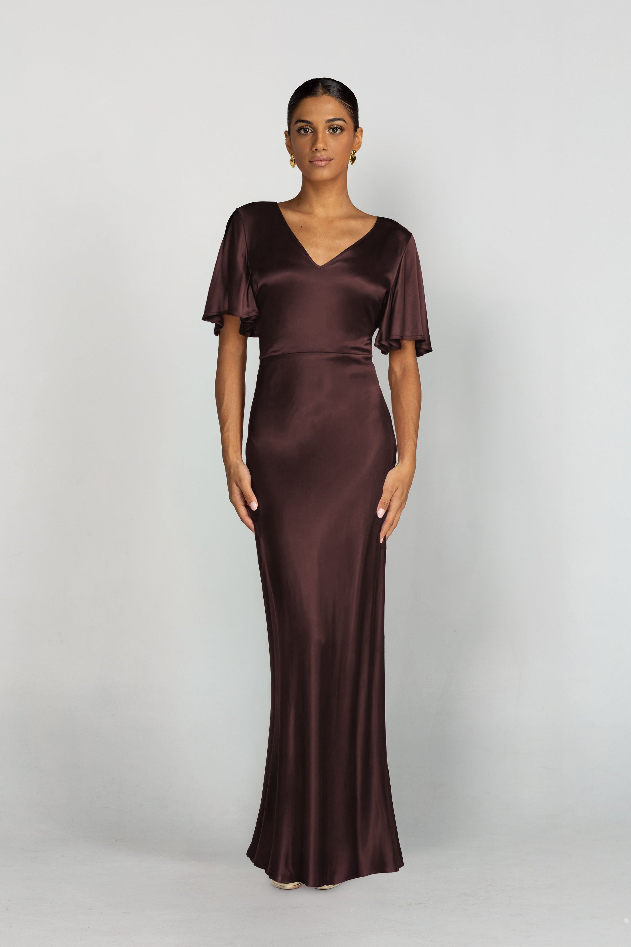 V-Neck Golden Hour Dress - Chocolate