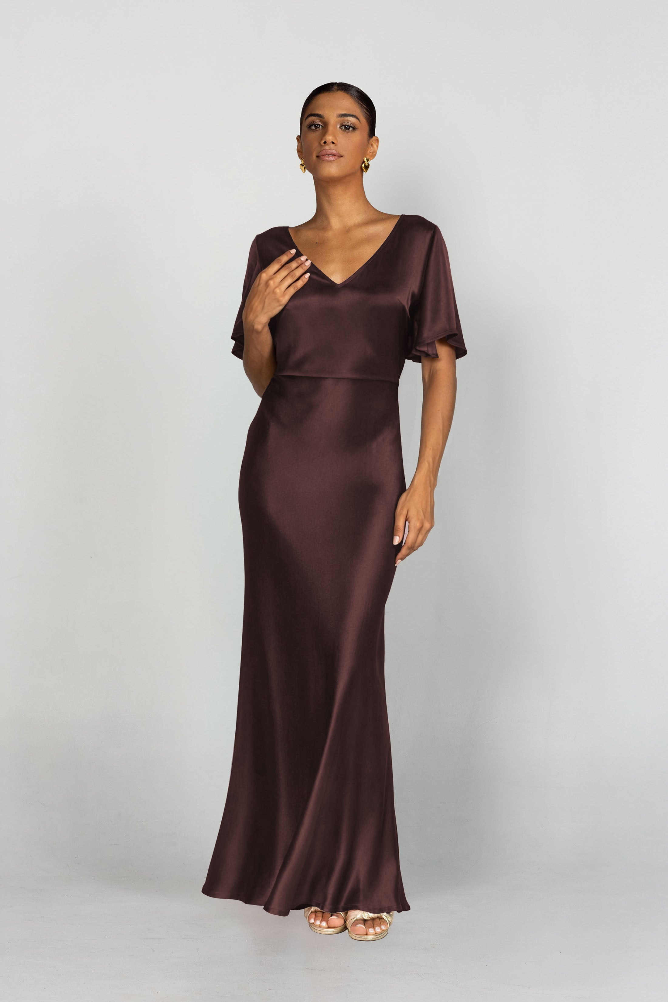 V-Neck Golden Hour Dress - Chocolate