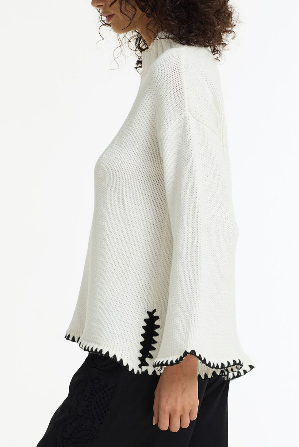 PRE-ORDER Vogue Sweater - White w Black Stitching