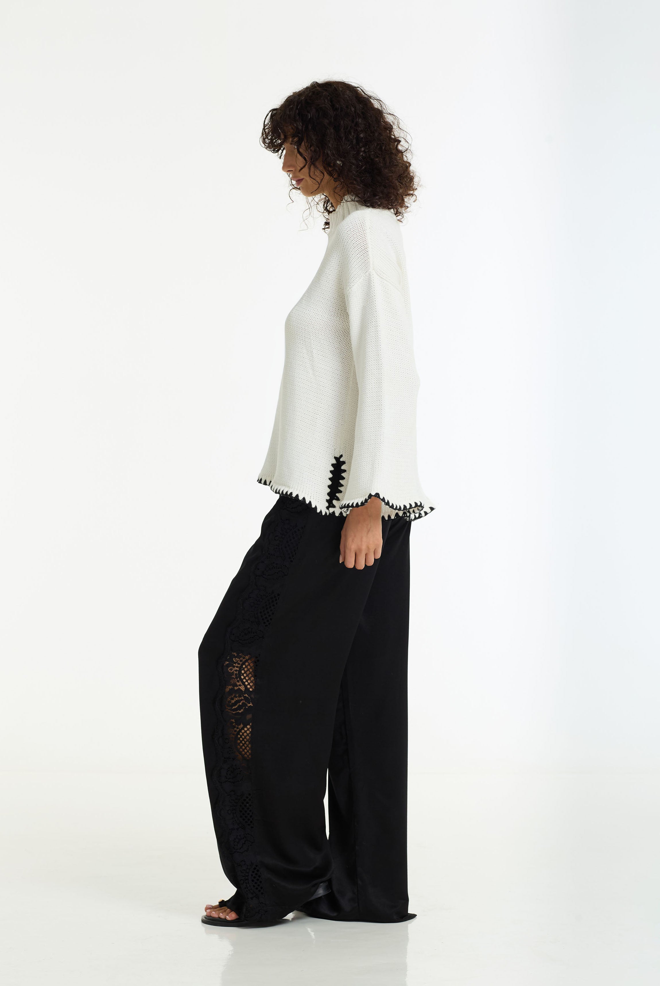 Marlow Satin Lace Pant | Black | PRE-ORDER