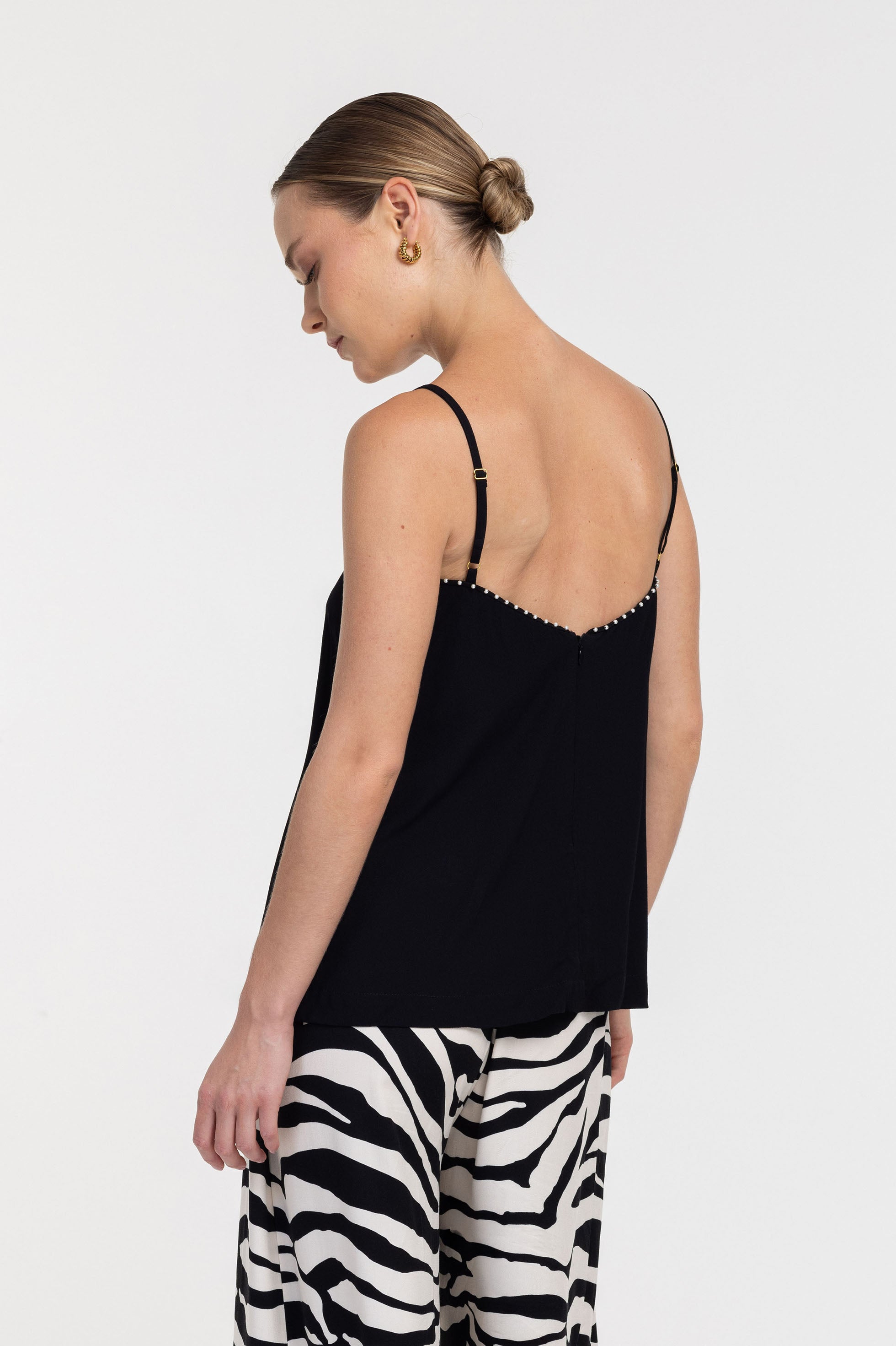 Wild at Heart Top - Black with Pearl Trim