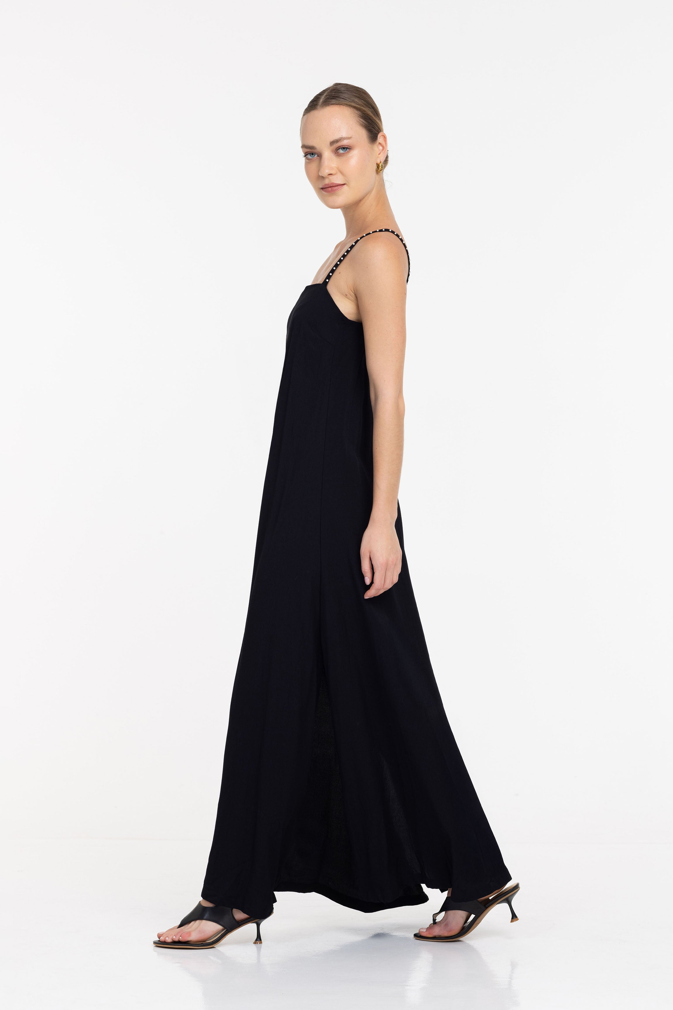 Wild at Heart Dress - Black with Pearl Trim