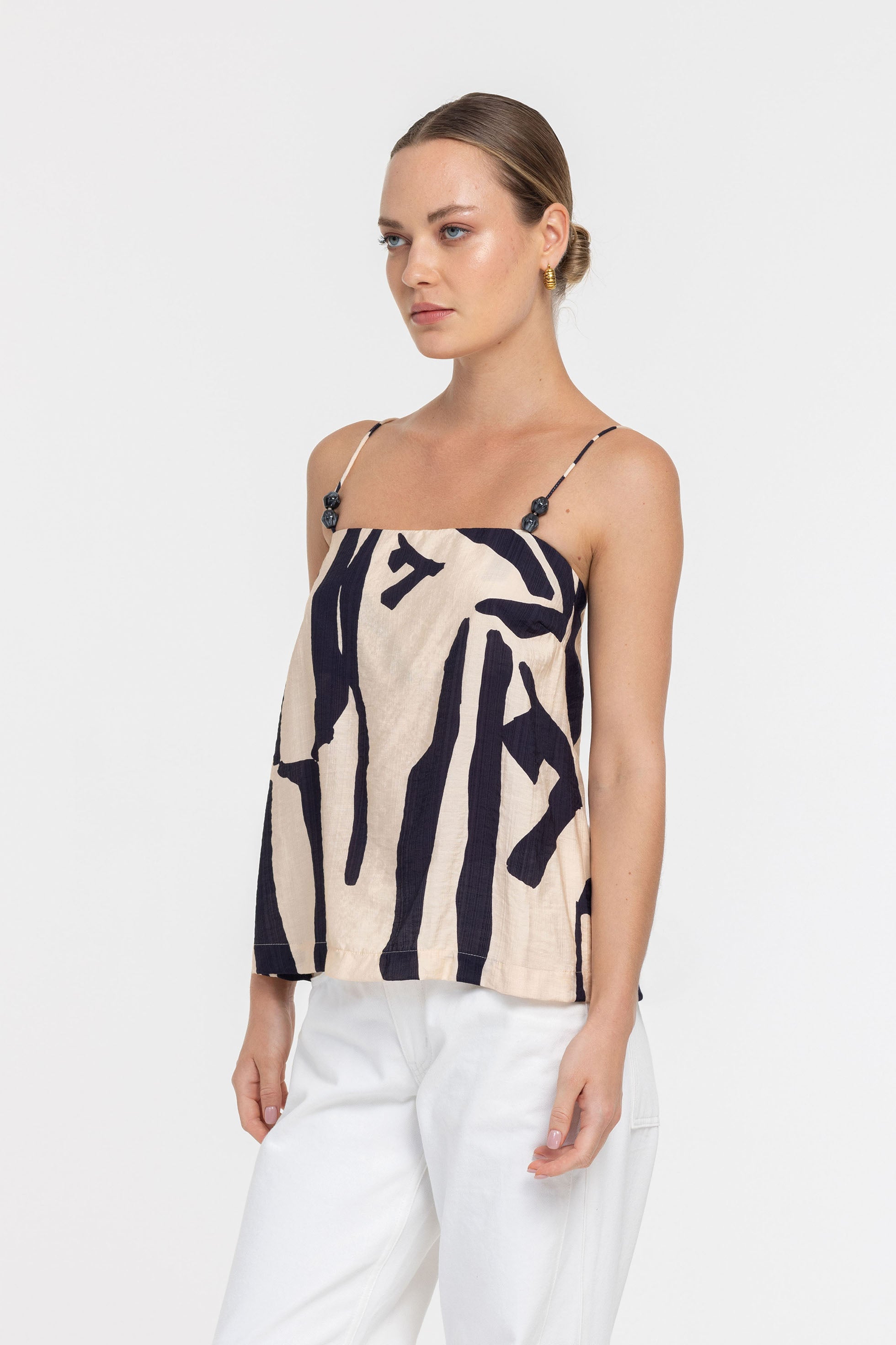 Wild at Heart Top - Cream/Navy Print - PRE-ORDER