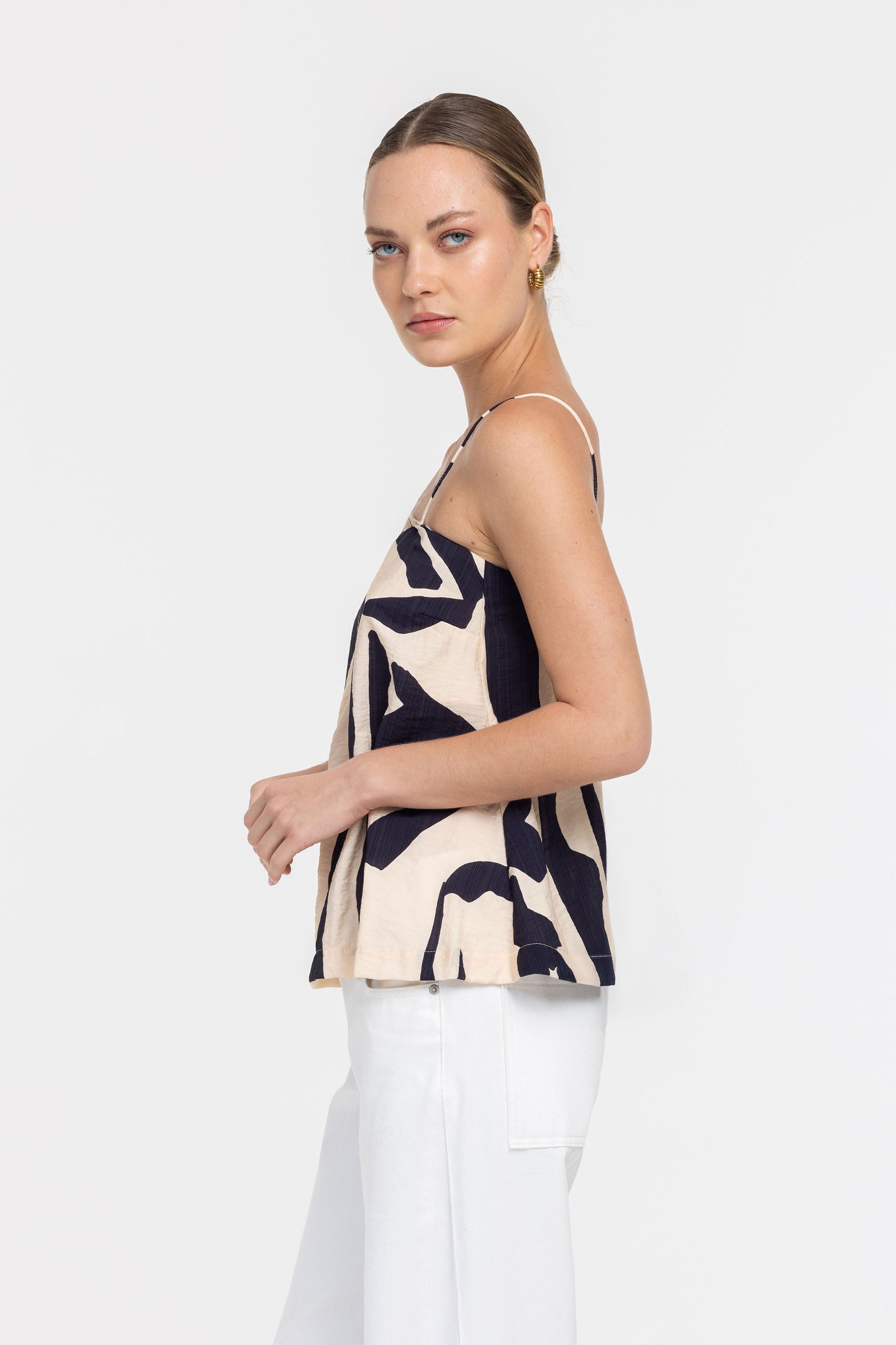 Wild at Heart Top - Cream/Navy Print