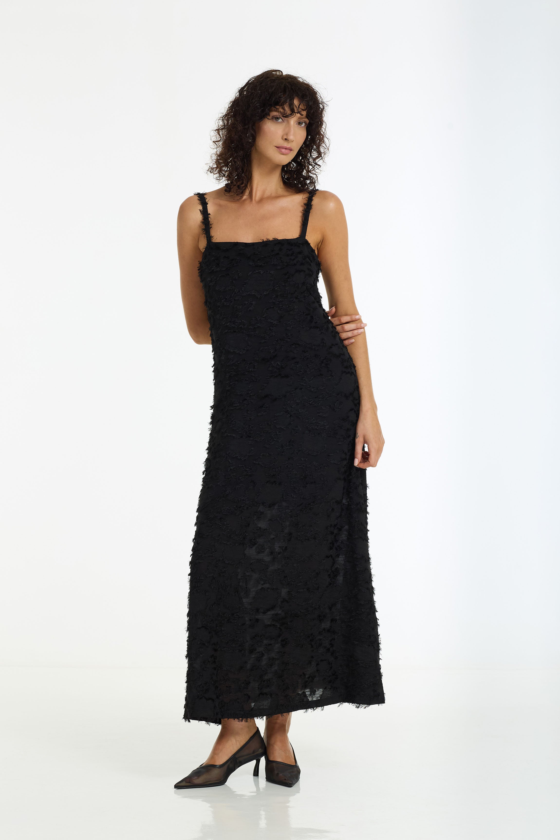 Wildest Hearts Maxi Dress | Textured Black | PRE-ORDER