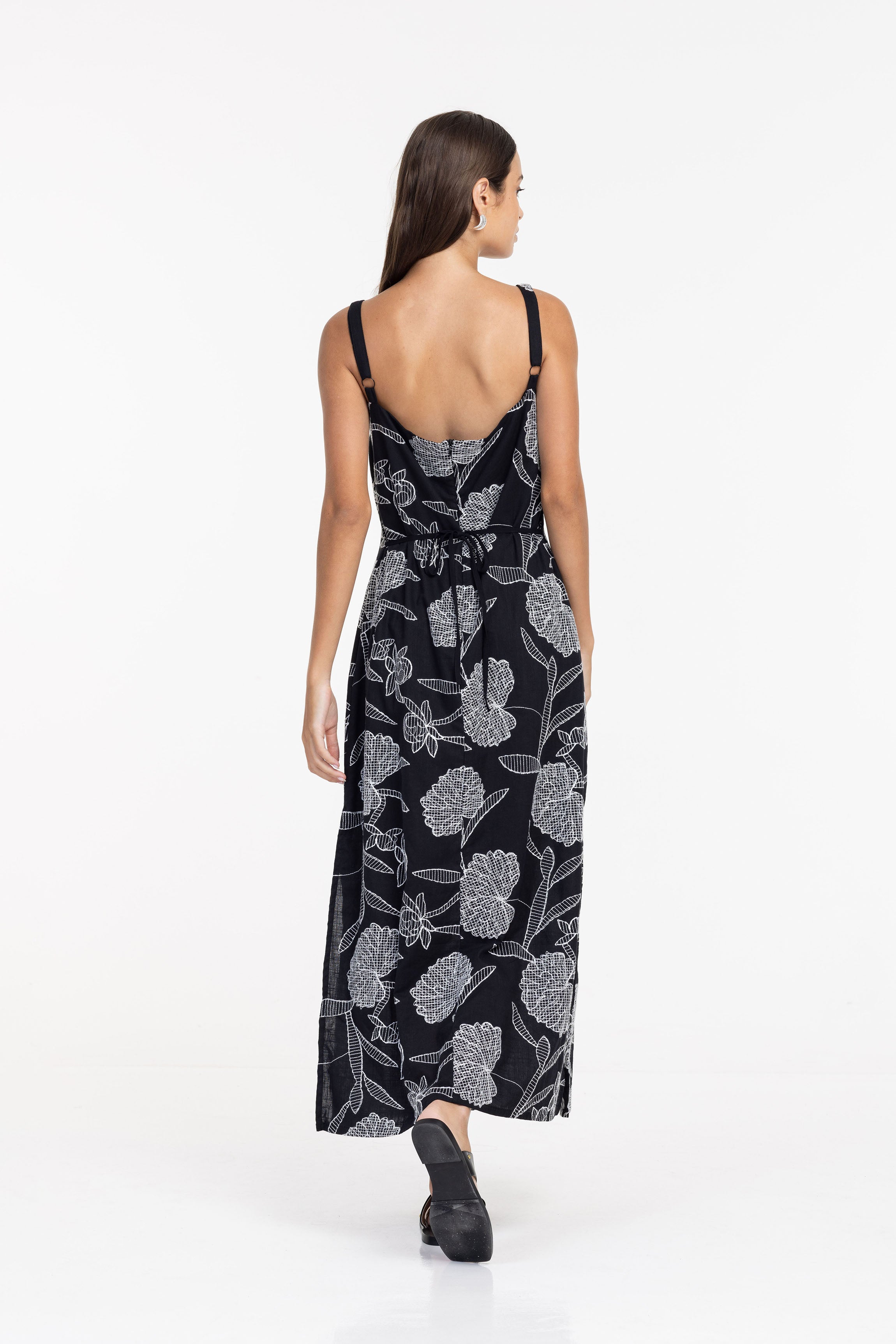 Written In The Stars Maxi - Black with Ivory Embroidery