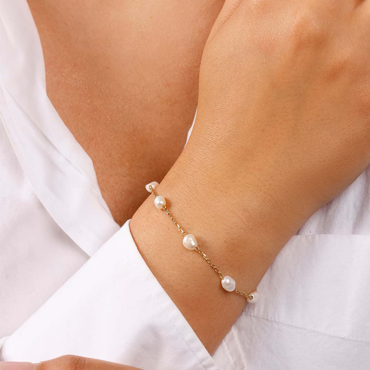 Rosefield Multi Pearl Bracelet - Gold