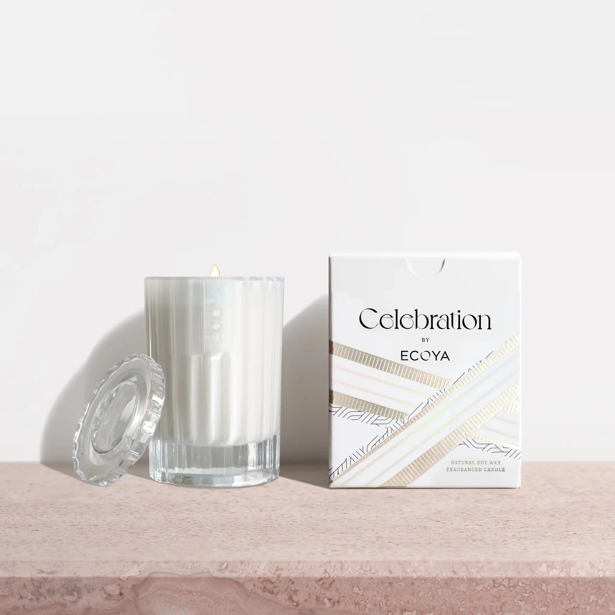 ECOYA - White Musk & Warm Vanilla Mini Celebration Candle - 80g Soy Candle