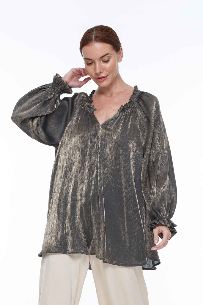 Special Occasion Top - BLAK - Love Affair Metallic Top – Blak